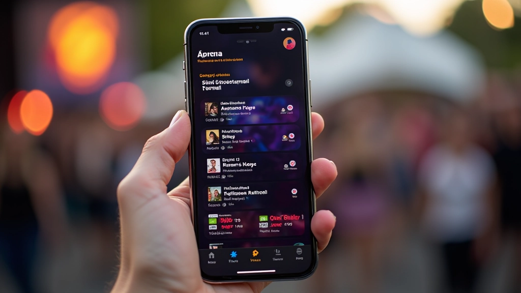 Festivallijstje met artiesten en speeltijden weergegeven in een responsief grid layout