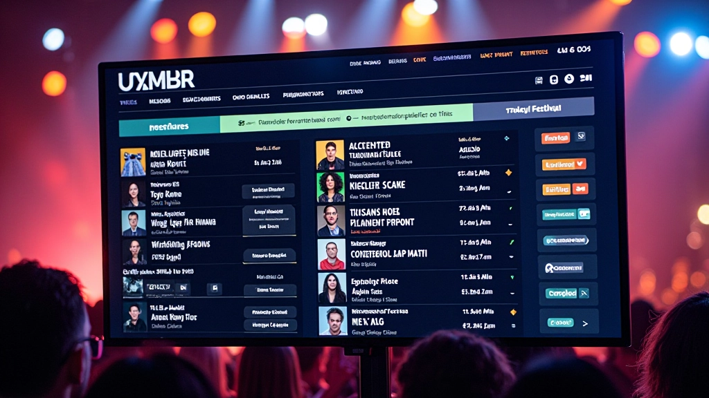 Artiestlijst met speeltijden en fotografiën georganiseerd in responsief grid