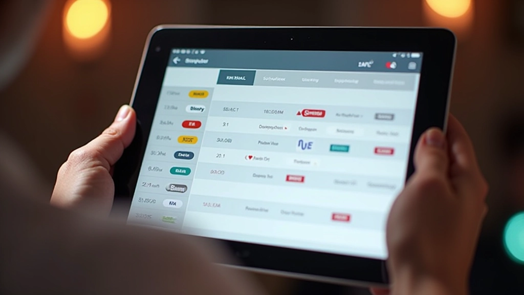 Interactief schema met dagtab's en uren weergegeven op een tablet met live updates
