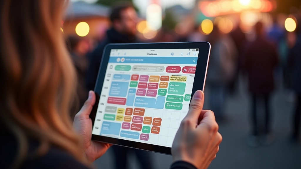 Interactief festival schema met dagtabs en live updates op tablet