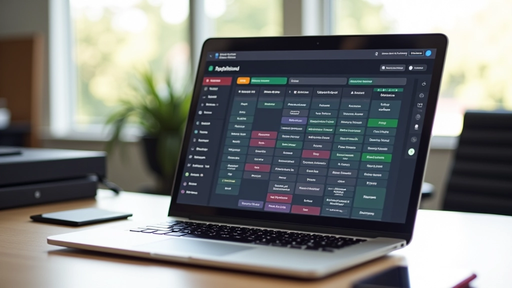 Laptop scherm met schema beheer dashboard, tabel met artiesten en tijdstippen