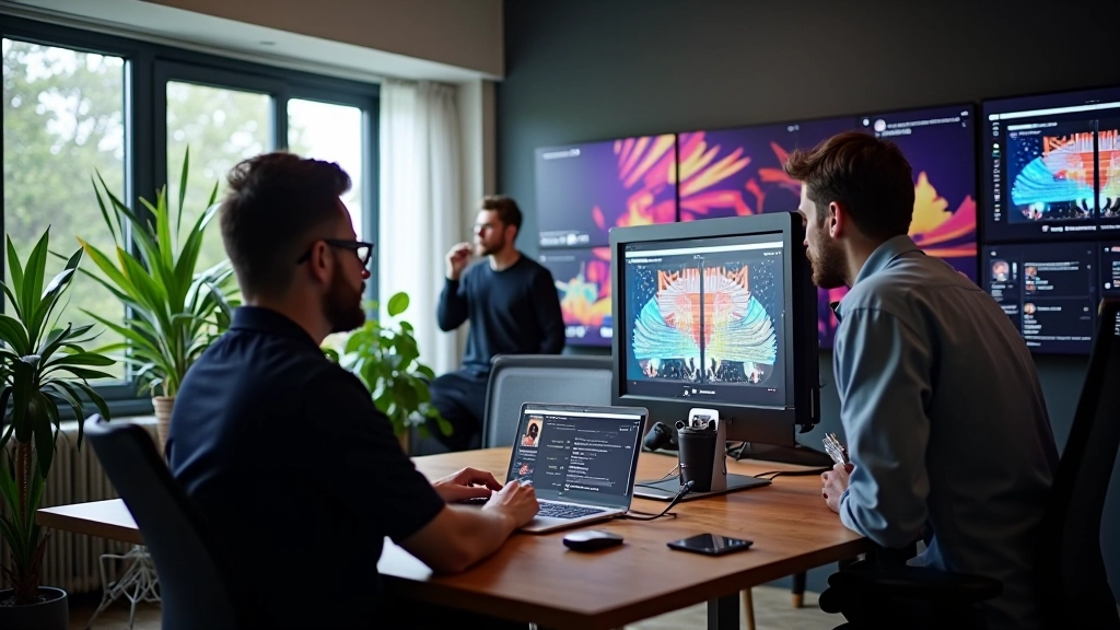 FestivalHub B.V. team werkt aan festivalplatforms en ticketpagina's in een moderne webdesign studio