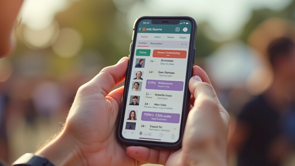 Festival schema weergegeven op een smartphone met filters voor artiesten en locaties